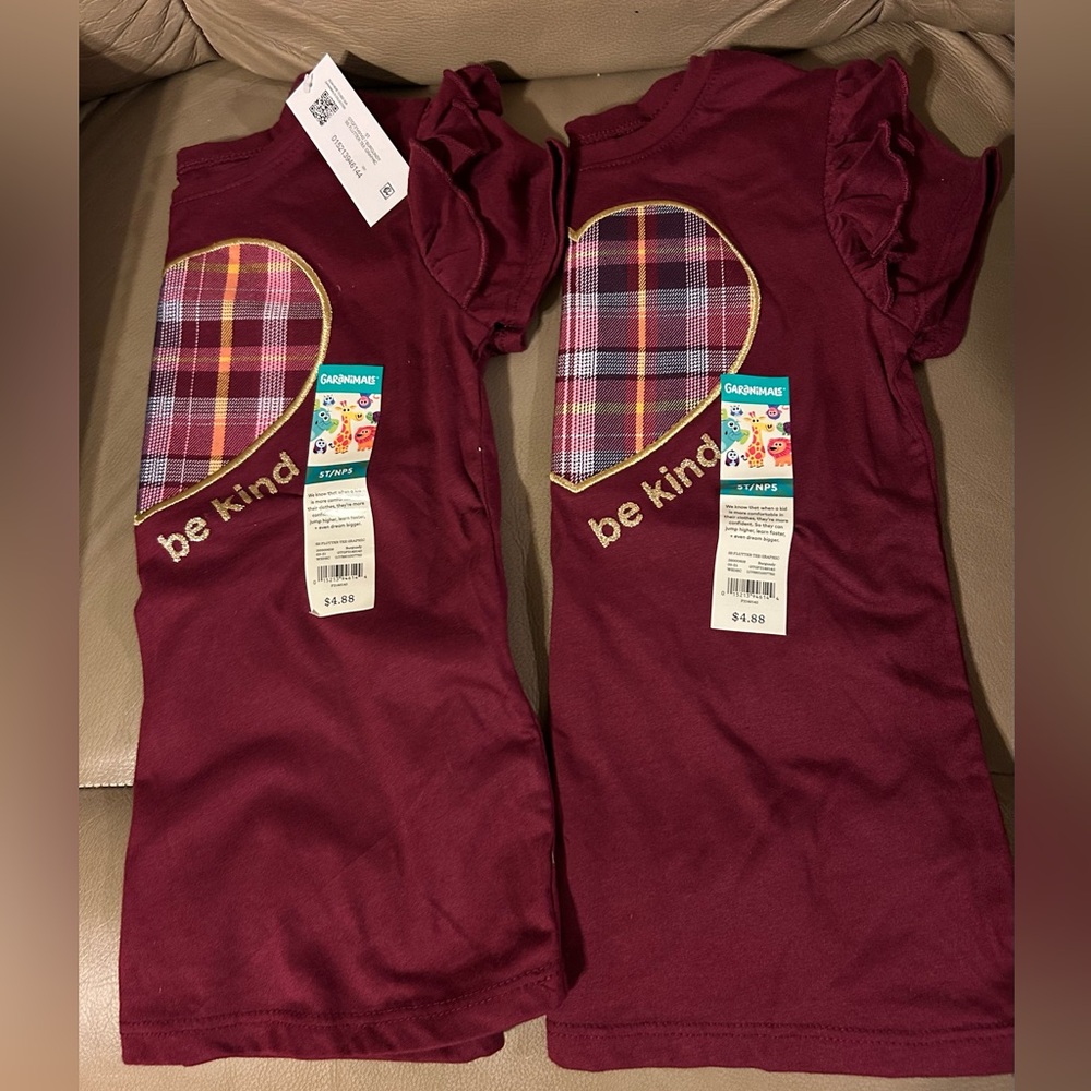 Girls Kids Garanimals Heart Short Sleeve Shirts 5T Lot Of 2 NEW